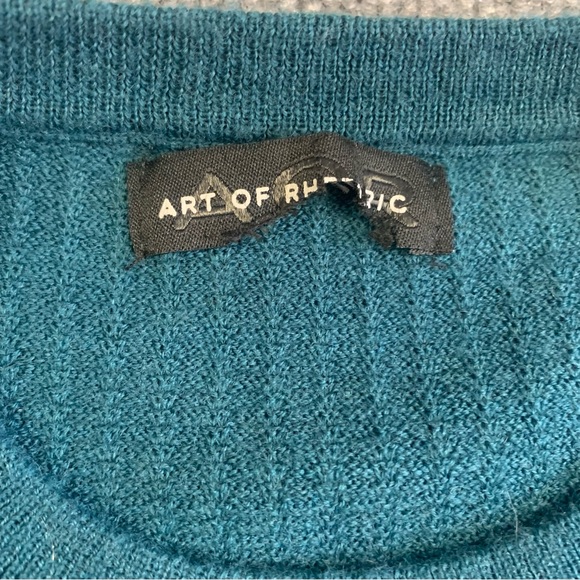 Lightweight Merino Wool Blend Men's Crewneck Sweater in Teal - Picture 4 of 7